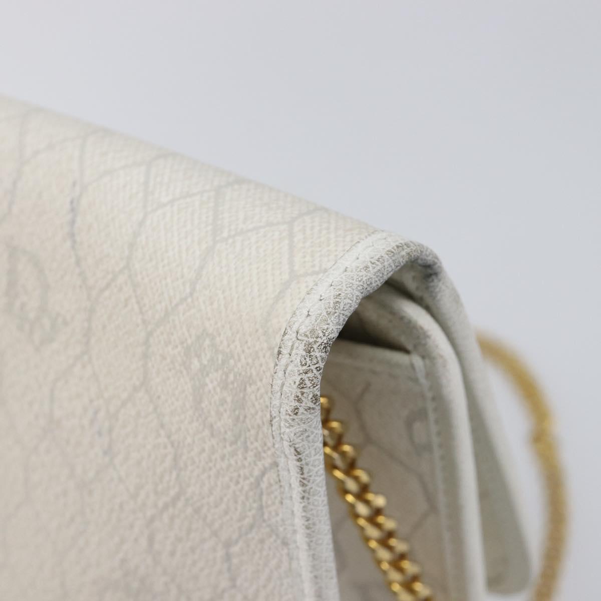 Christian Dior Honeycomb Chain Shoulder Bag PVC White Gold Auth BA17050