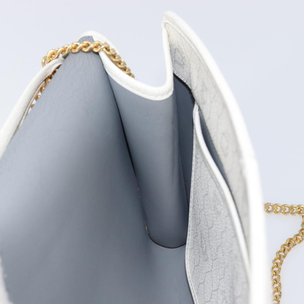 Christian Dior Honeycomb Chain Shoulder Bag PVC White Gold Auth BA17050