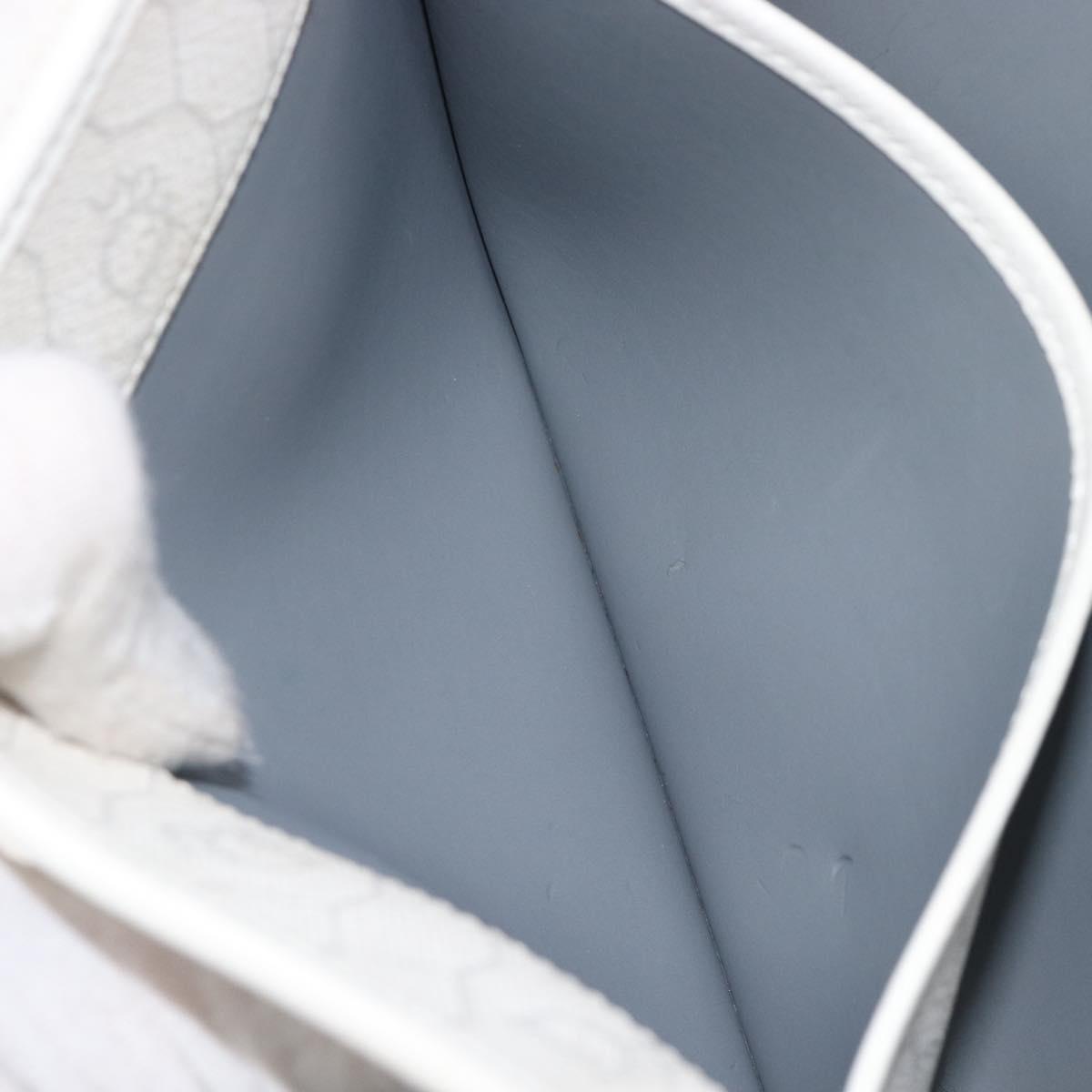Christian Dior Honeycomb Chain Shoulder Bag PVC White Gold Auth BA17050