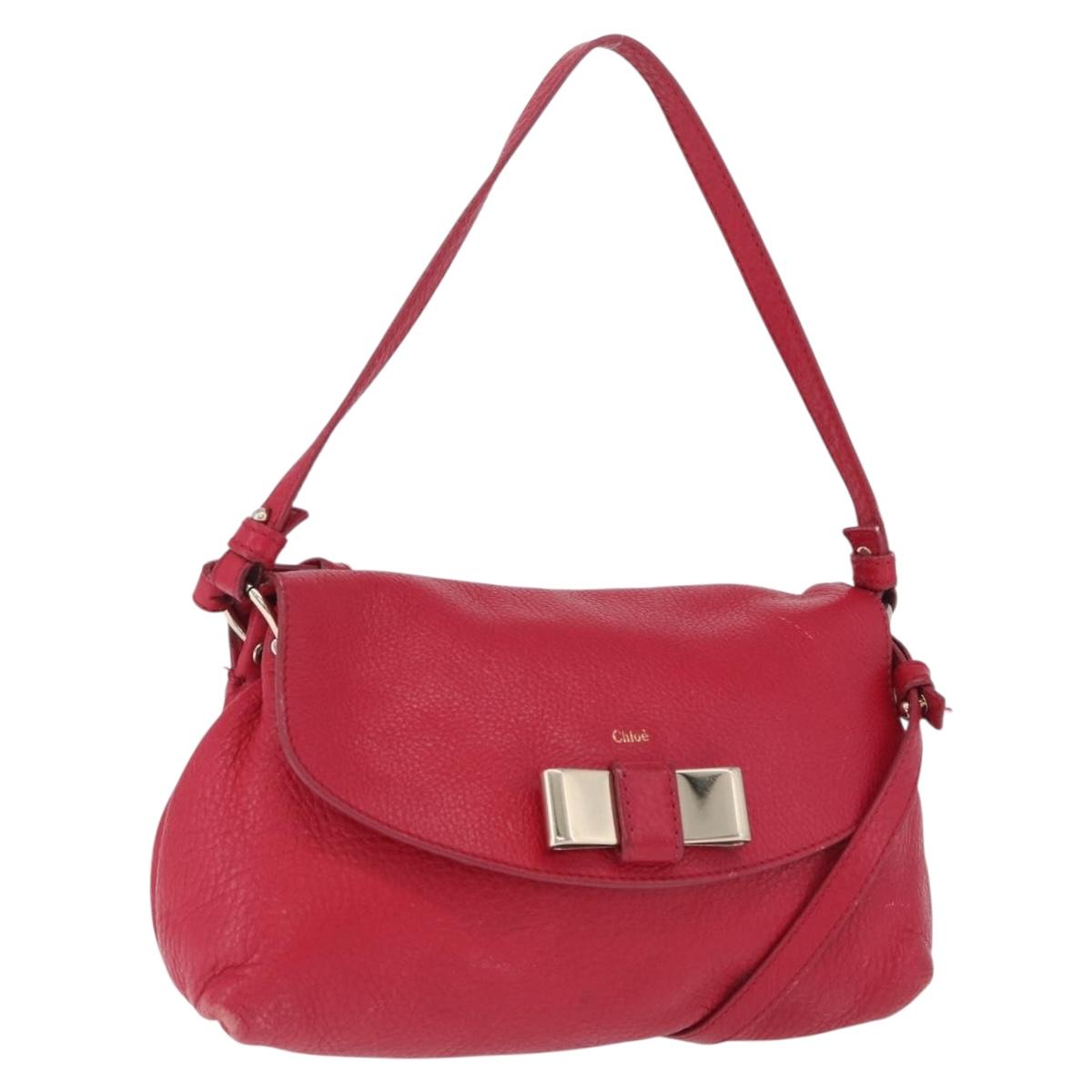 Chloe Lily Shoulder Bag Leather Pink Gold Auth BA17053