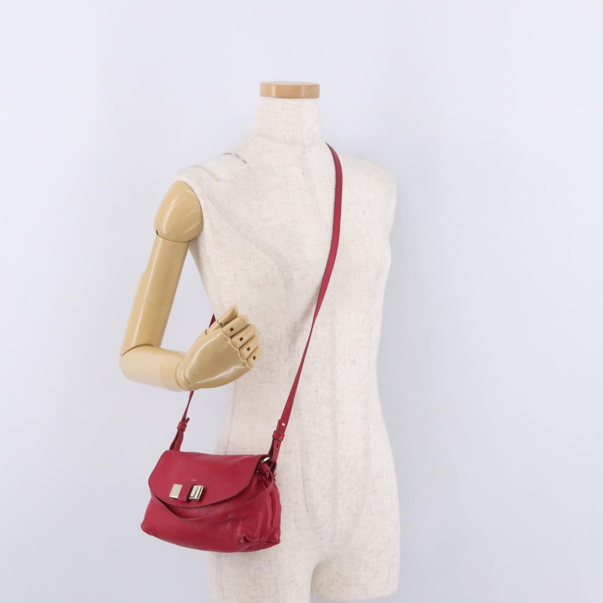 Chloe Lily Shoulder Bag Leather Pink Gold Auth BA17053