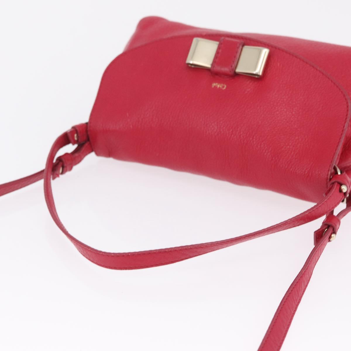 Chloe Lily Shoulder Bag Leather Pink Gold Auth BA17053