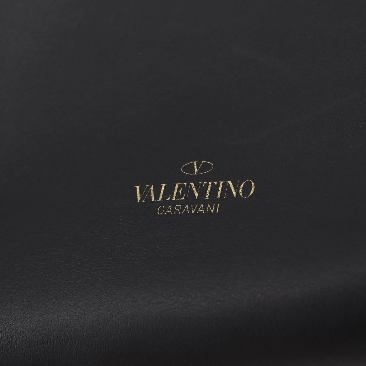 Valentino Rock Studs Hand Bag Leather 2way Black Gold Auth BA17055V