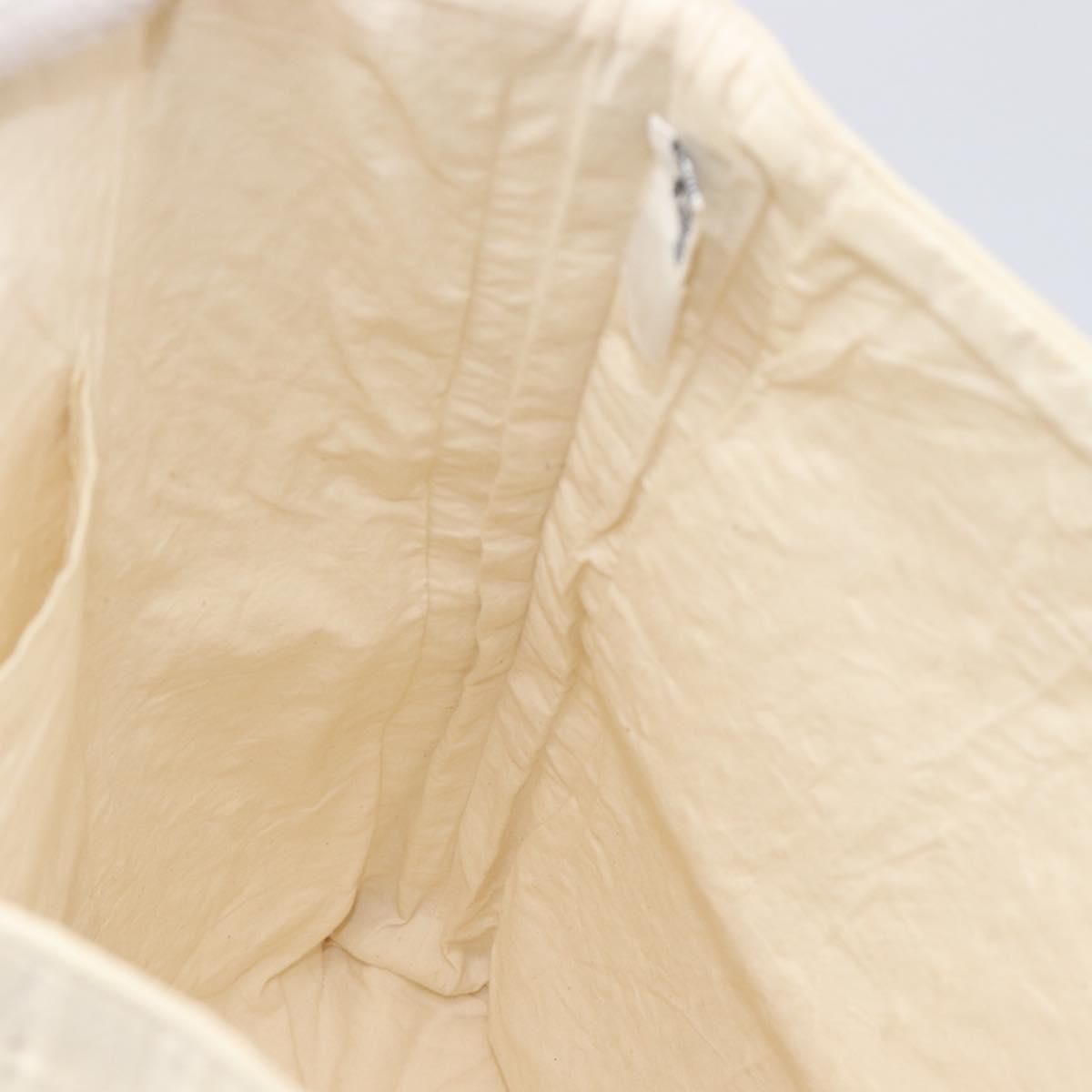 HERMES Amedaba GM Hand Bag Canvas White Brown Auth BA17059