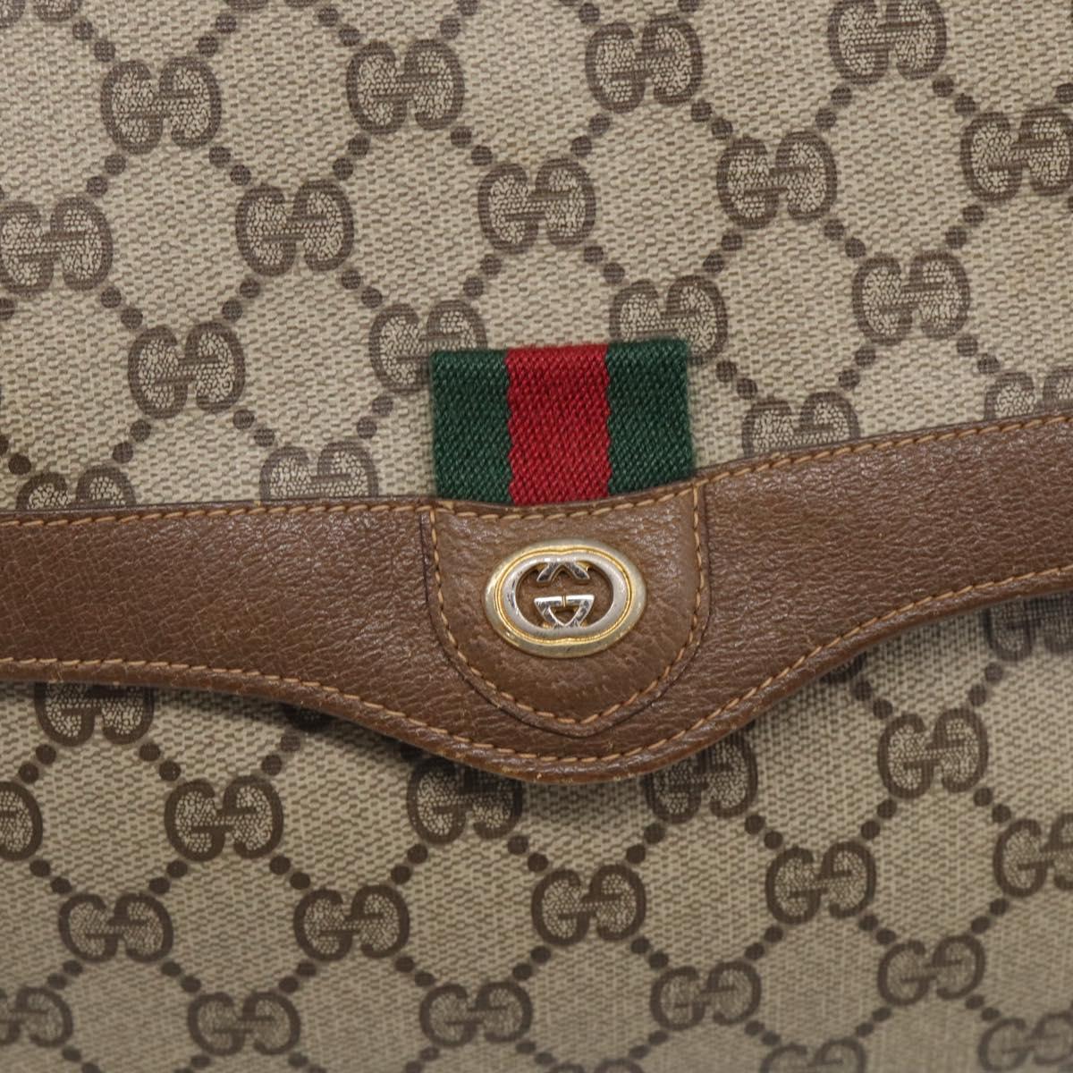 GUCCI GG Supreme Web Sherry Line Shoulder Bag PVC Beige 904 02 084 Auth BA17063