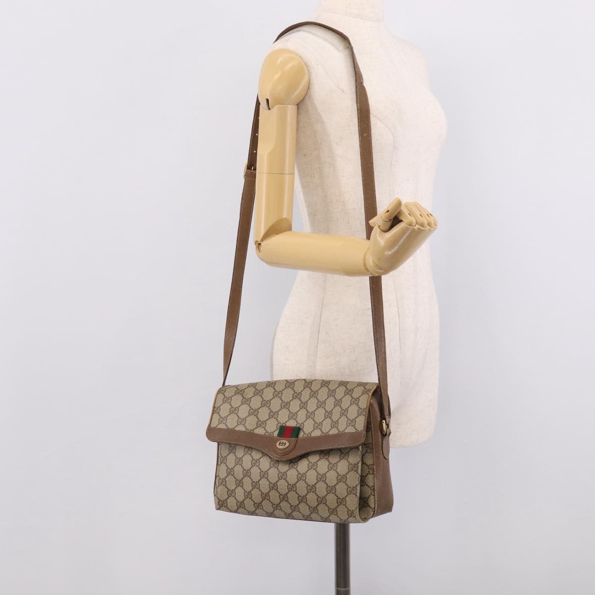 GUCCI GG Supreme Web Sherry Line Shoulder Bag PVC Beige 904 02 084 Auth BA17063