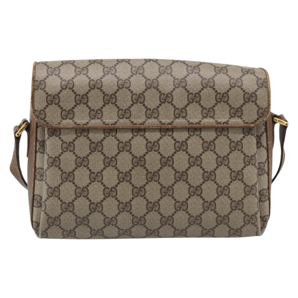 GUCCI GG Supreme Web Sherry Line Shoulder Bag PVC Beige 904 02 084 Auth BA17063