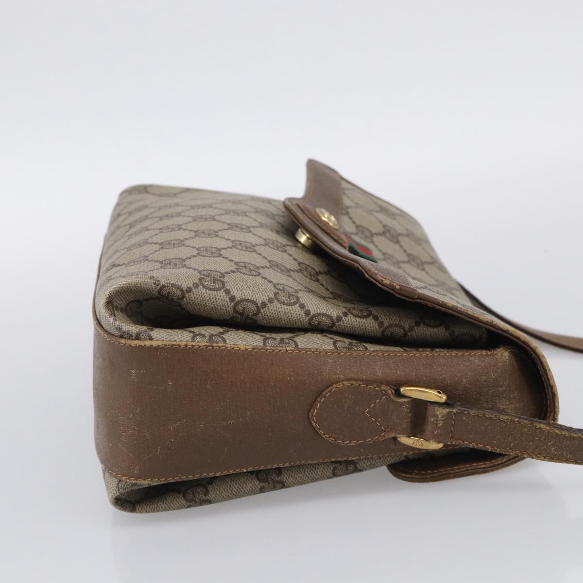 GUCCI GG Supreme Web Sherry Line Shoulder Bag PVC Beige 904 02 084 Auth BA17063