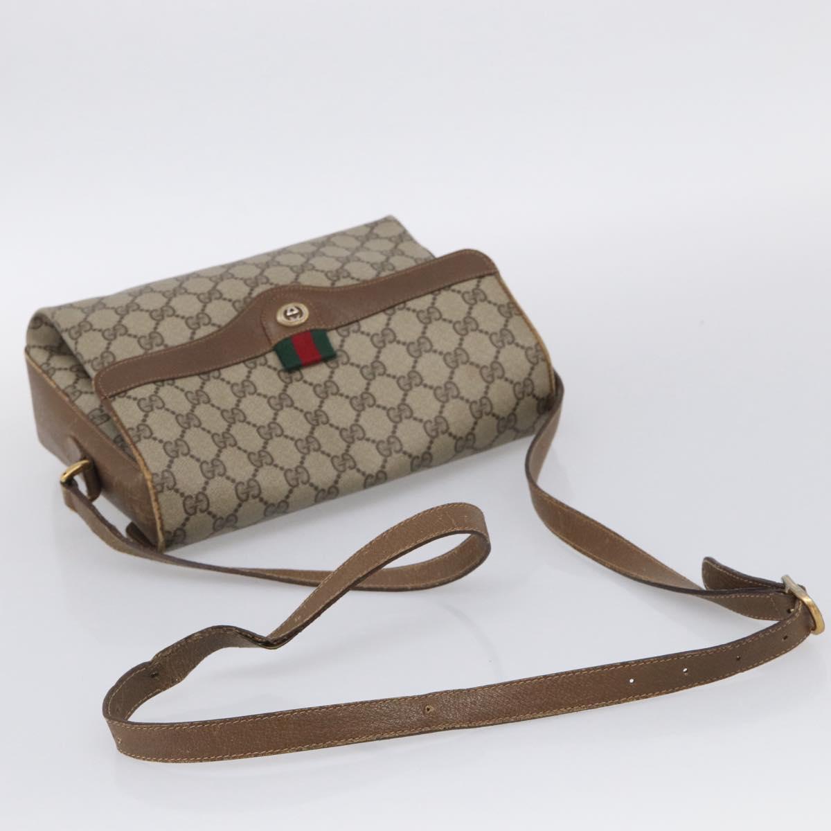 GUCCI GG Supreme Web Sherry Line Shoulder Bag PVC Beige 904 02 084 Auth BA17063
