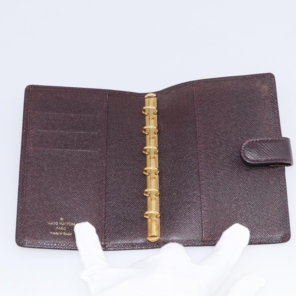 LOUIS VUITTON Taiga Agenda PM Day Planner Cover Acajou R20416 LV Auth BA17068