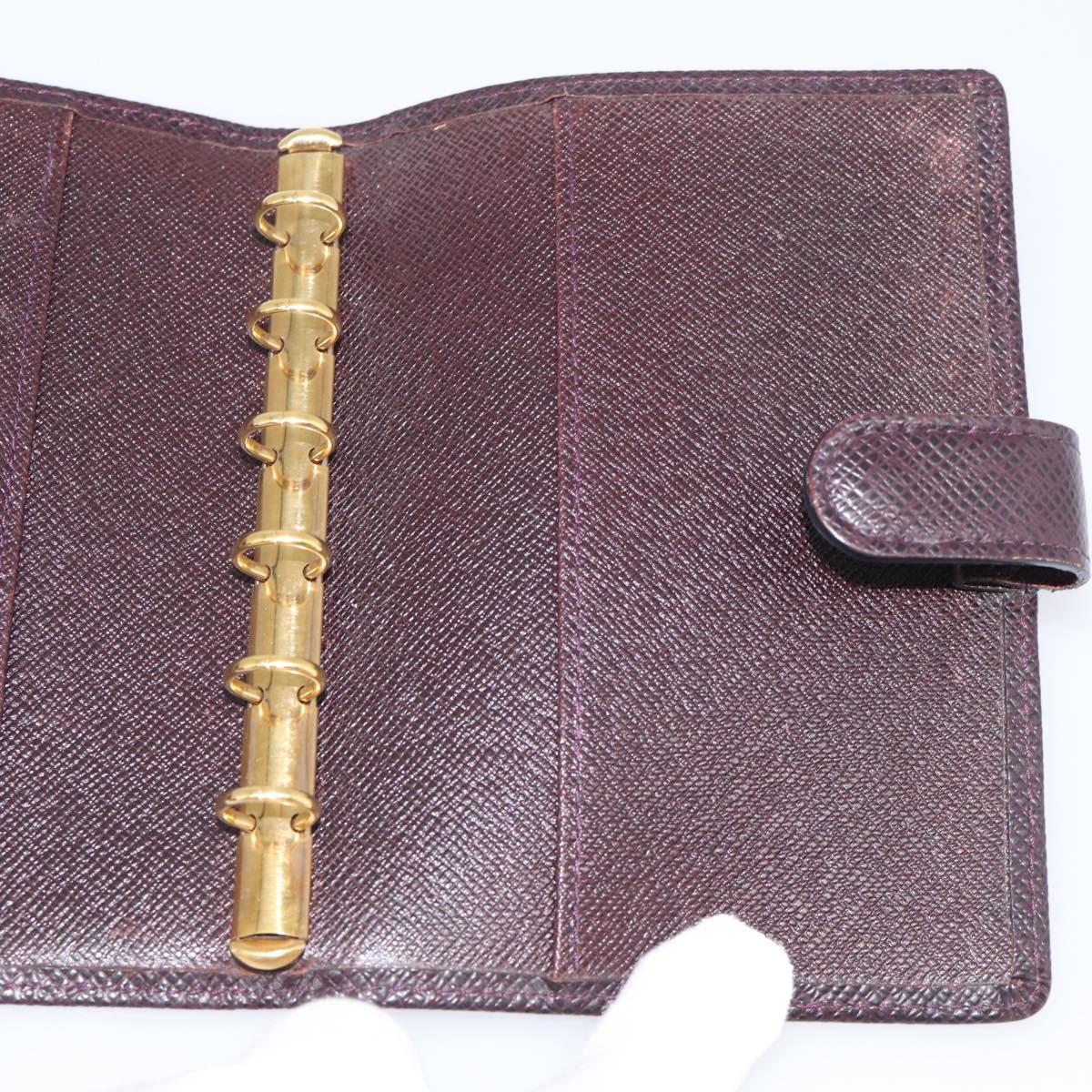 LOUIS VUITTON Taiga Agenda PM Day Planner Cover Acajou R20416 LV Auth BA17068