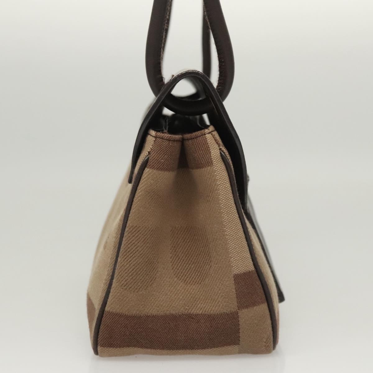 BALLY Shoulder Bag Canvas Leather Brown Gold Auth BA1707