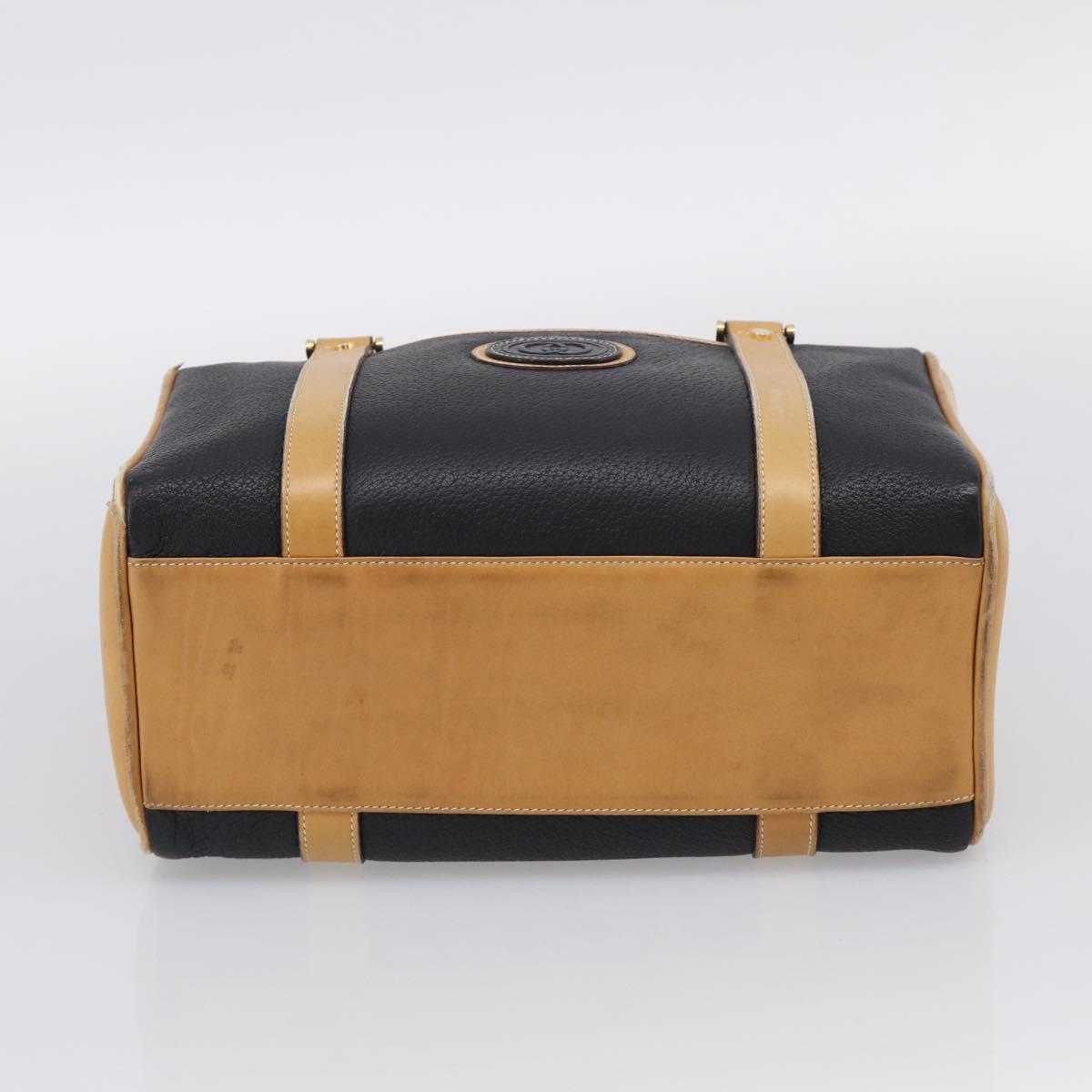 GUCCI Hand Bag Leather Black Gold 000 58 0140 Auth BA17073