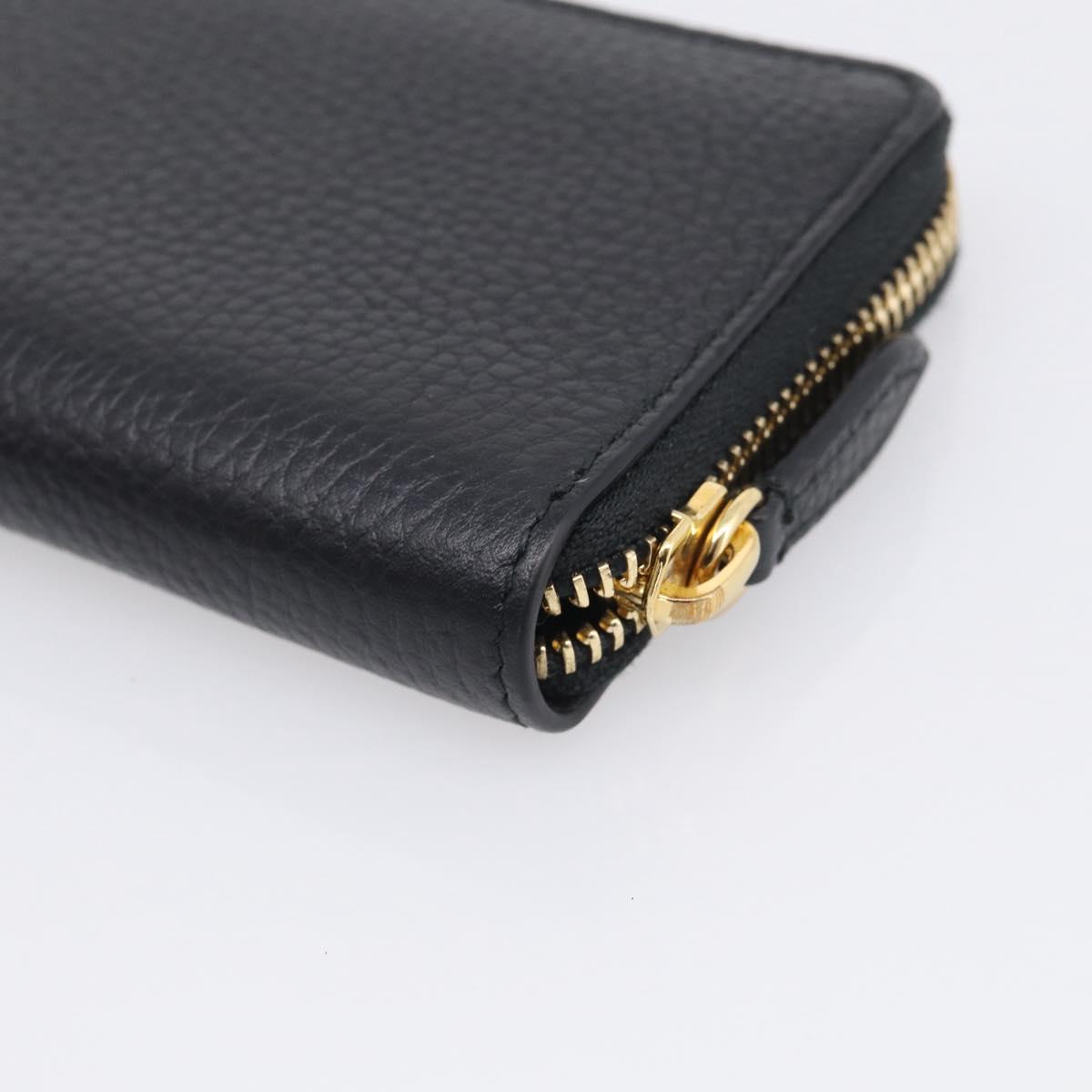BURBERRY Coin Purse Leather Black Gold Auth BA17074A