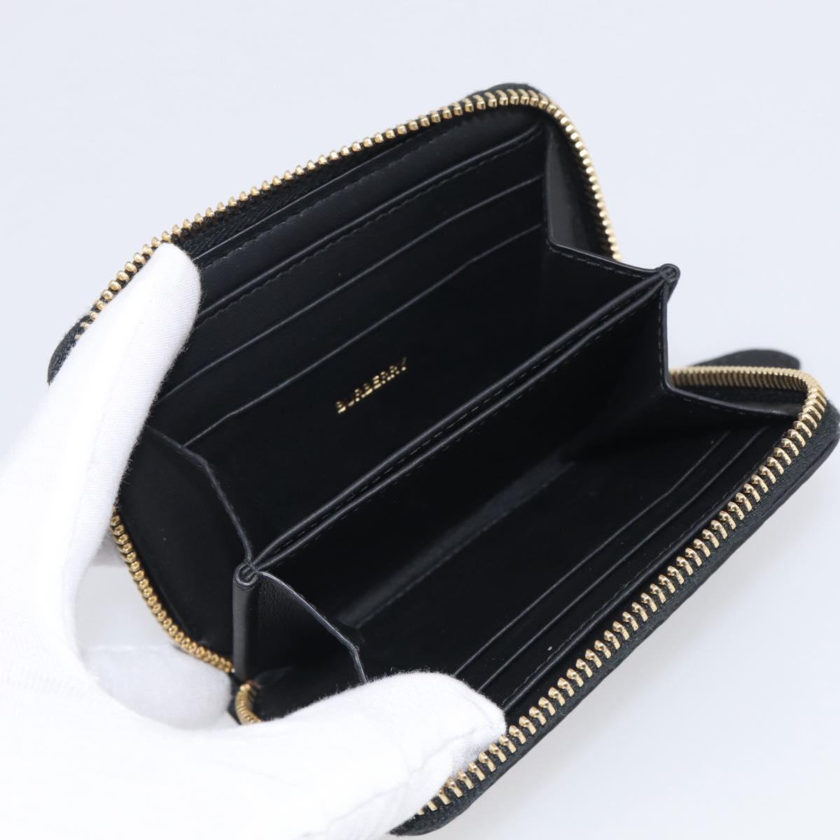 BURBERRY Coin Purse Leather Black Gold Auth BA17074A