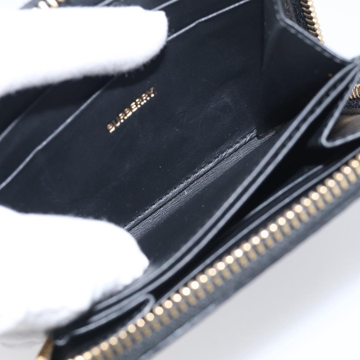 BURBERRY Coin Purse Leather Black Gold Auth BA17074A