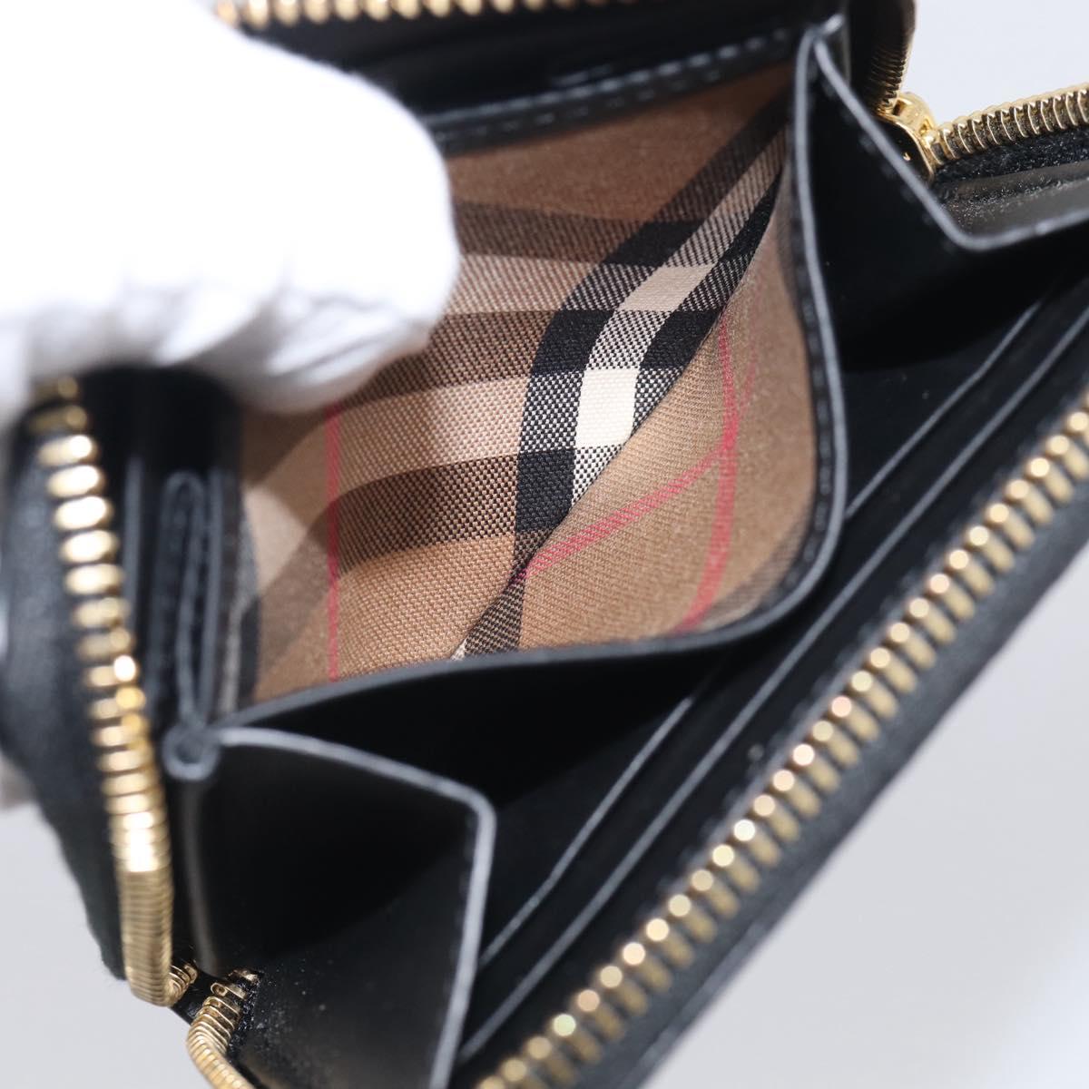BURBERRY Coin Purse Leather Black Gold Auth BA17074A