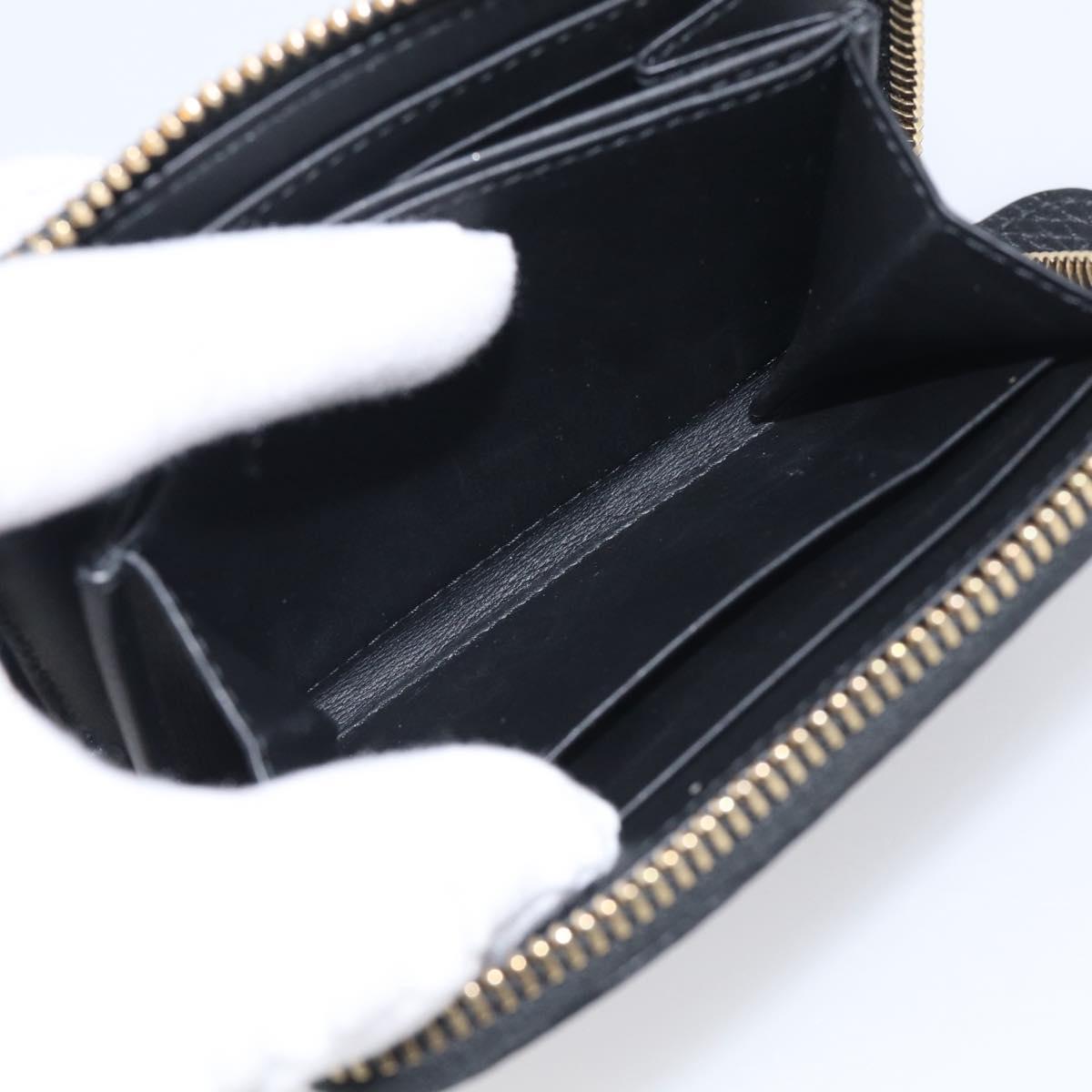 BURBERRY Coin Purse Leather Black Gold Auth BA17074A