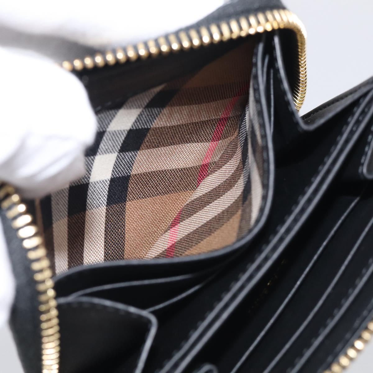 BURBERRY Coin Purse Leather Black Gold Auth BA17074A