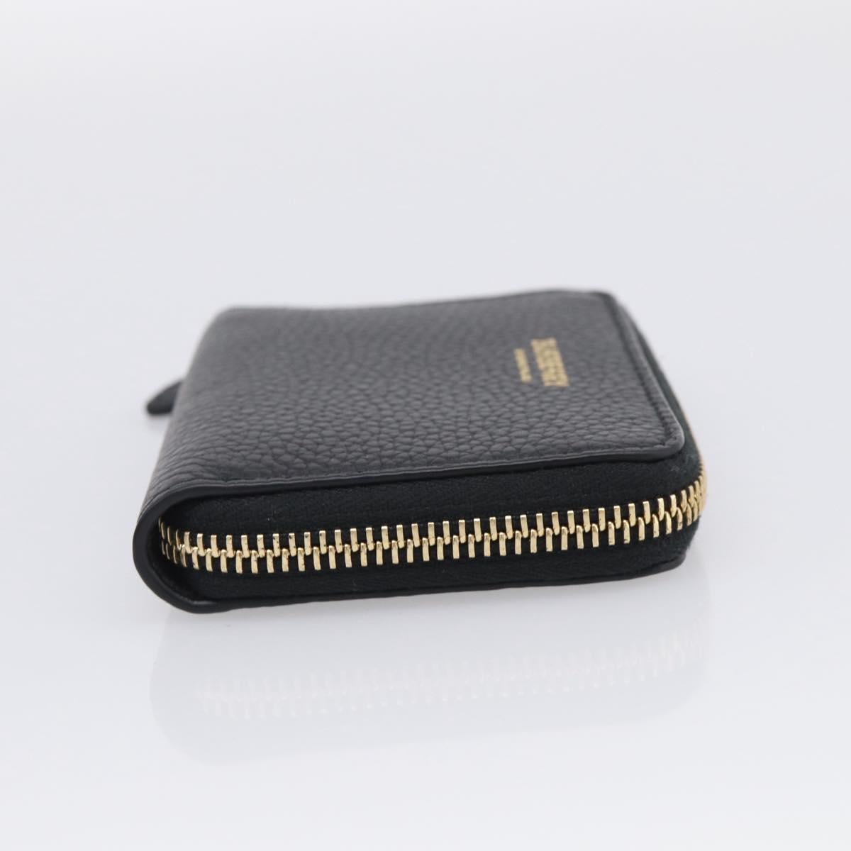 BURBERRY Coin Purse Leather Black Gold Auth BA17074A