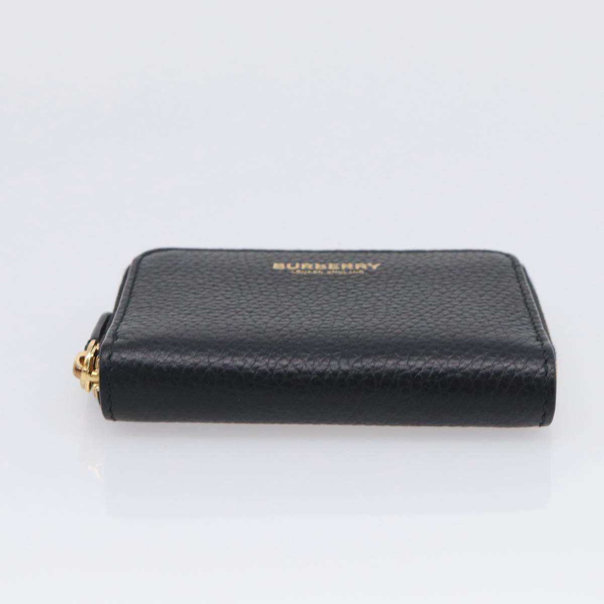 BURBERRY Coin Purse Leather Black Gold Auth BA17074A