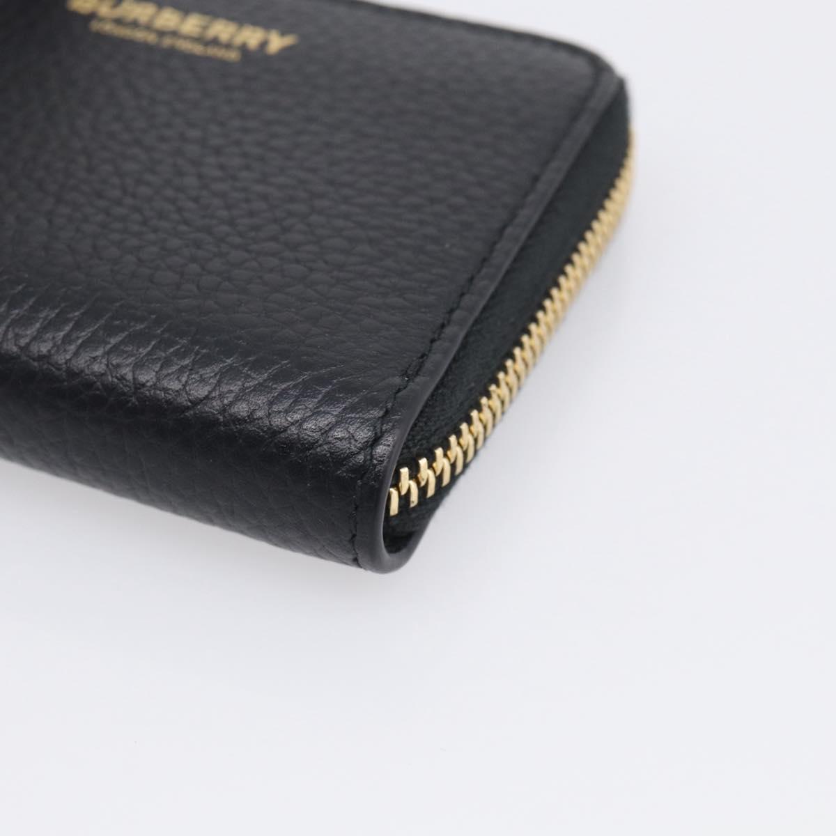 BURBERRY Coin Purse Leather Black Gold Auth BA17074A