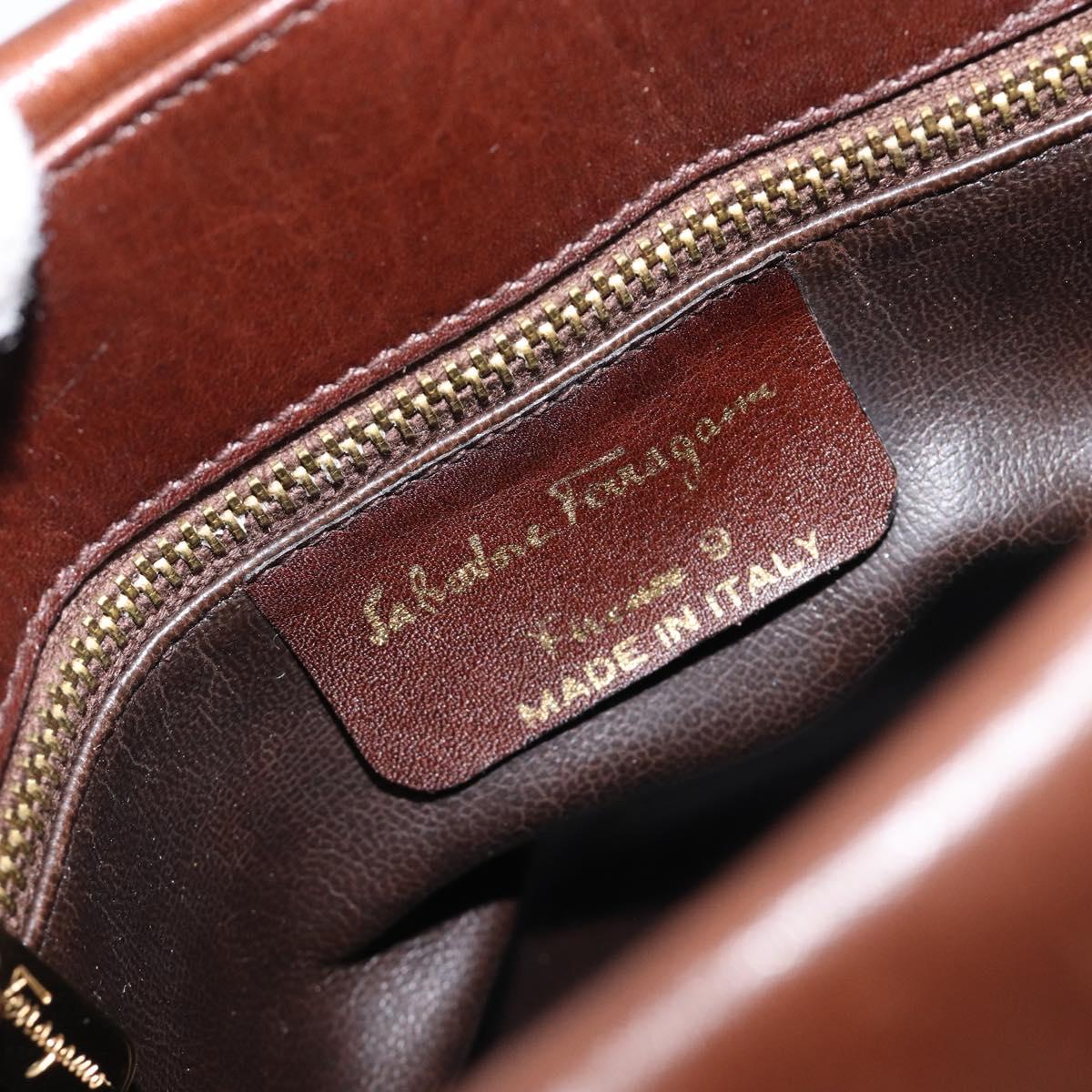 Salvatore Ferragamo Shoulder Bag Suede Brown Gold Auth BA17084