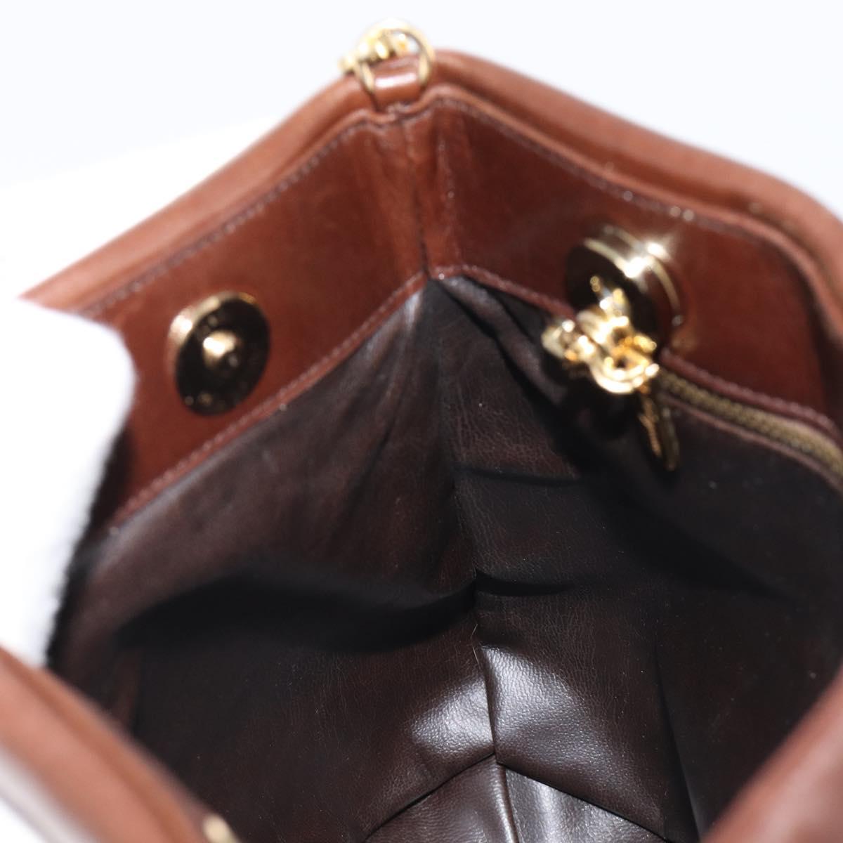 Salvatore Ferragamo Shoulder Bag Suede Brown Gold Auth BA17084