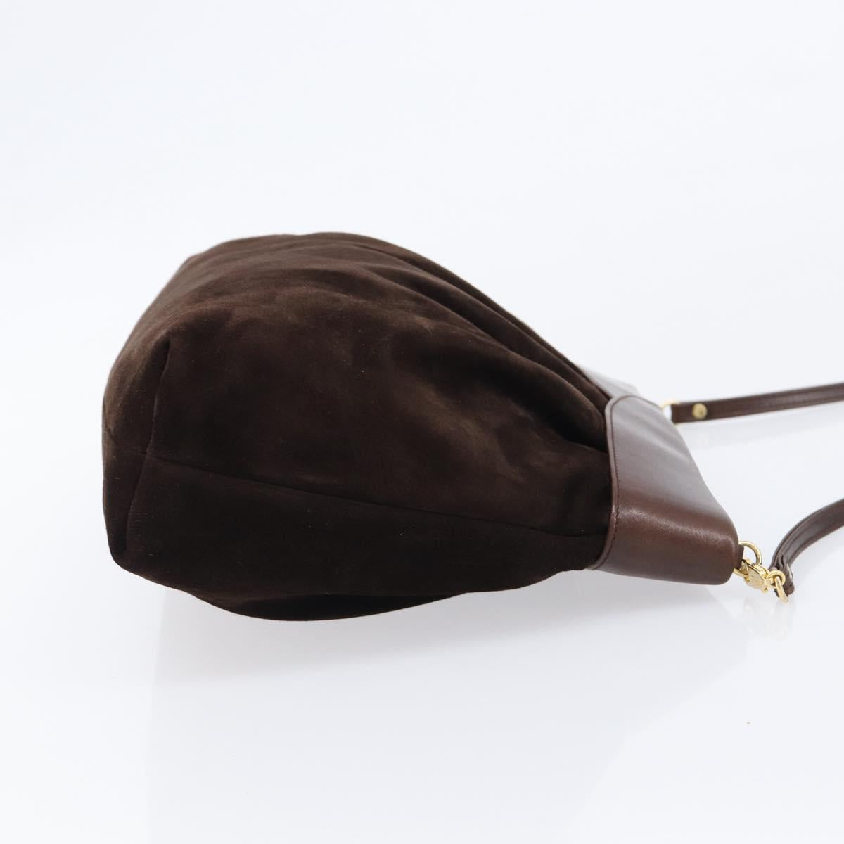 Salvatore Ferragamo Shoulder Bag Suede Brown Gold Auth BA17084