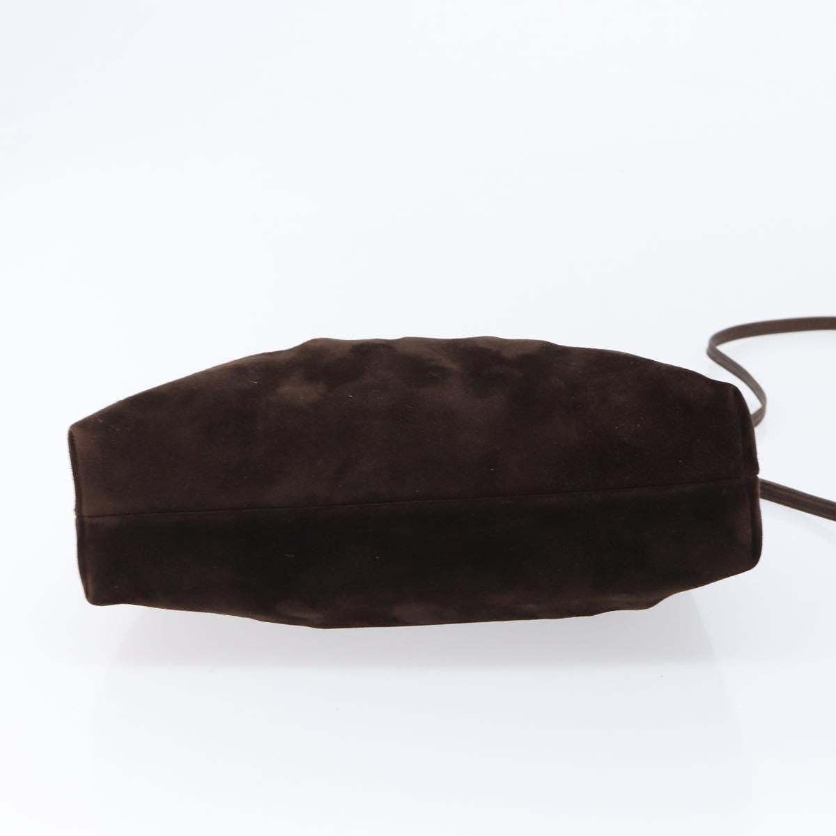 Salvatore Ferragamo Shoulder Bag Suede Brown Gold Auth BA17084