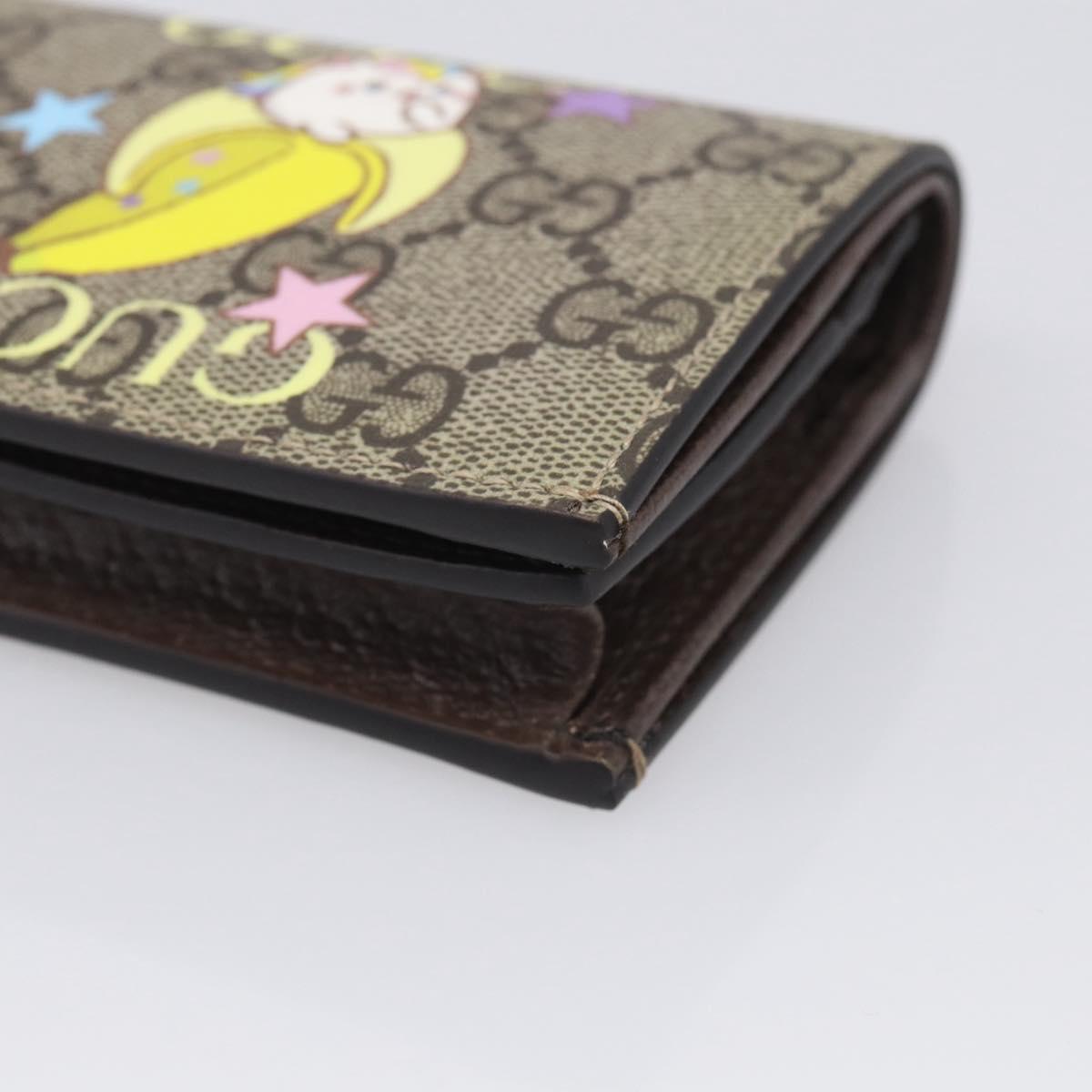GUCCI GG Supreme Bananya Collaboration Wallet PVC Beige 701009 Auth BA17085M