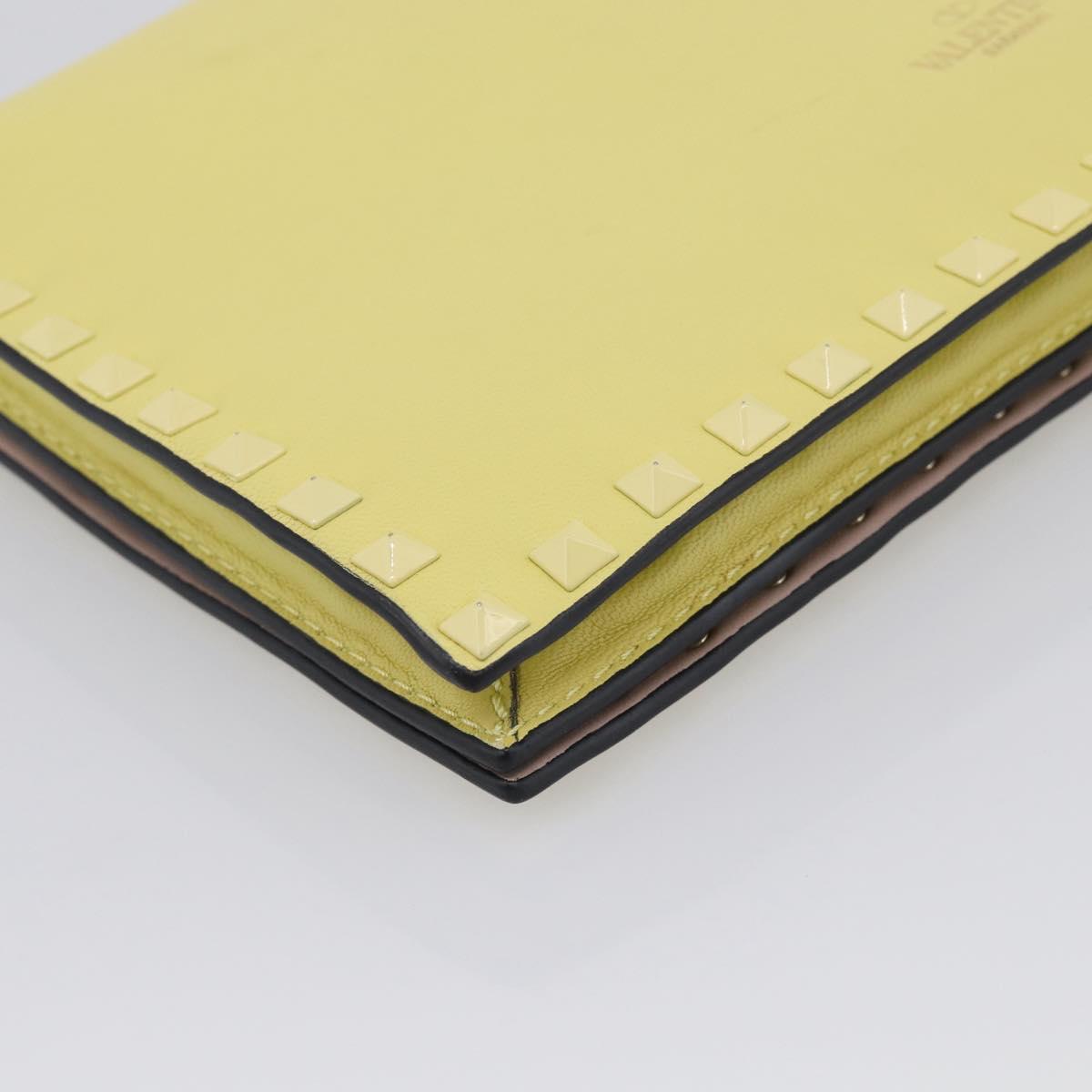 Valentino Clutch Bag Leather Yellow Gold Auth BA17087A