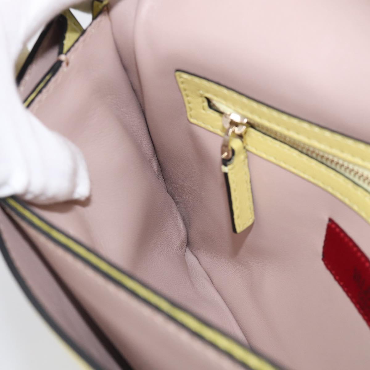 Valentino Clutch Bag Leather Yellow Gold Auth BA17087A