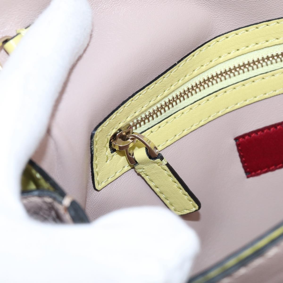 Valentino Clutch Bag Leather Yellow Gold Auth BA17087A
