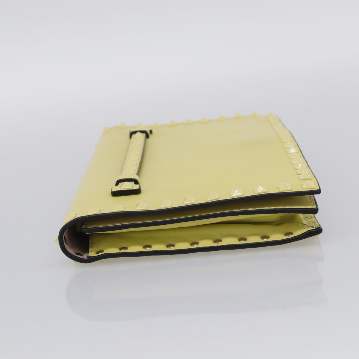 Valentino Clutch Bag Leather Yellow Gold Auth BA17087A