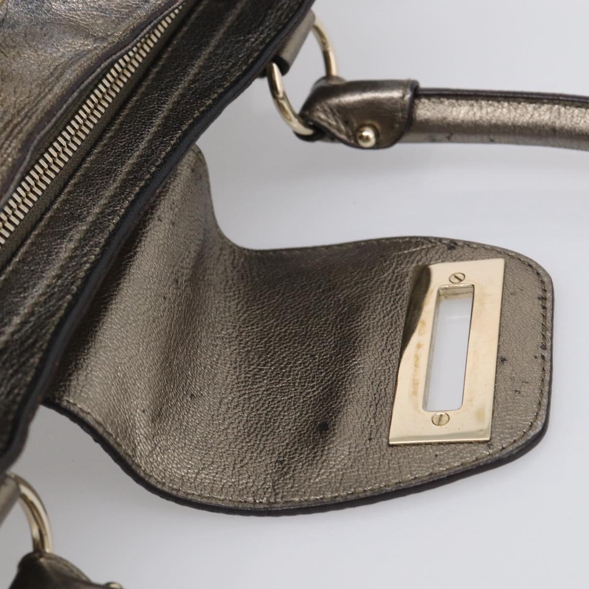 Salvatore Ferragamo Gancini Hand Bag Leather Silver Gold Auth BA17089