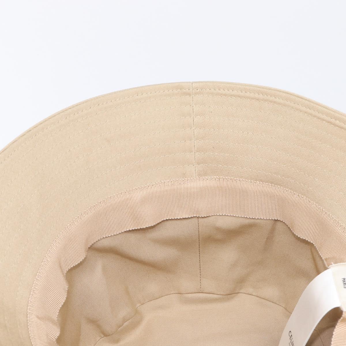 CELINE Bucket Hat Cotton Beige White Auth BA17093M