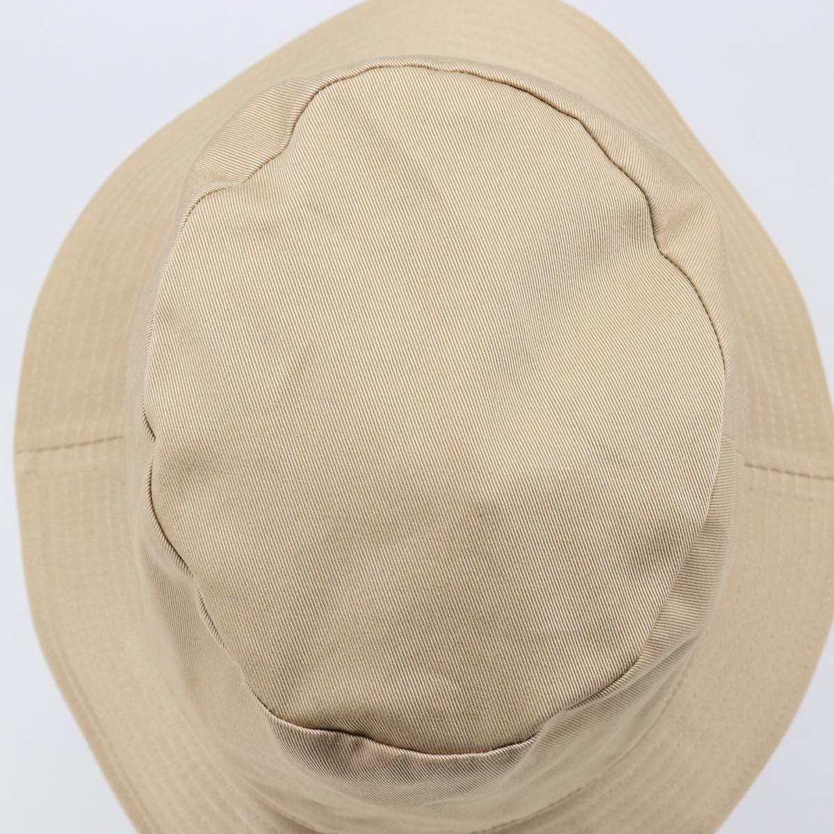 CELINE Bucket Hat Cotton Beige White Auth BA17093M
