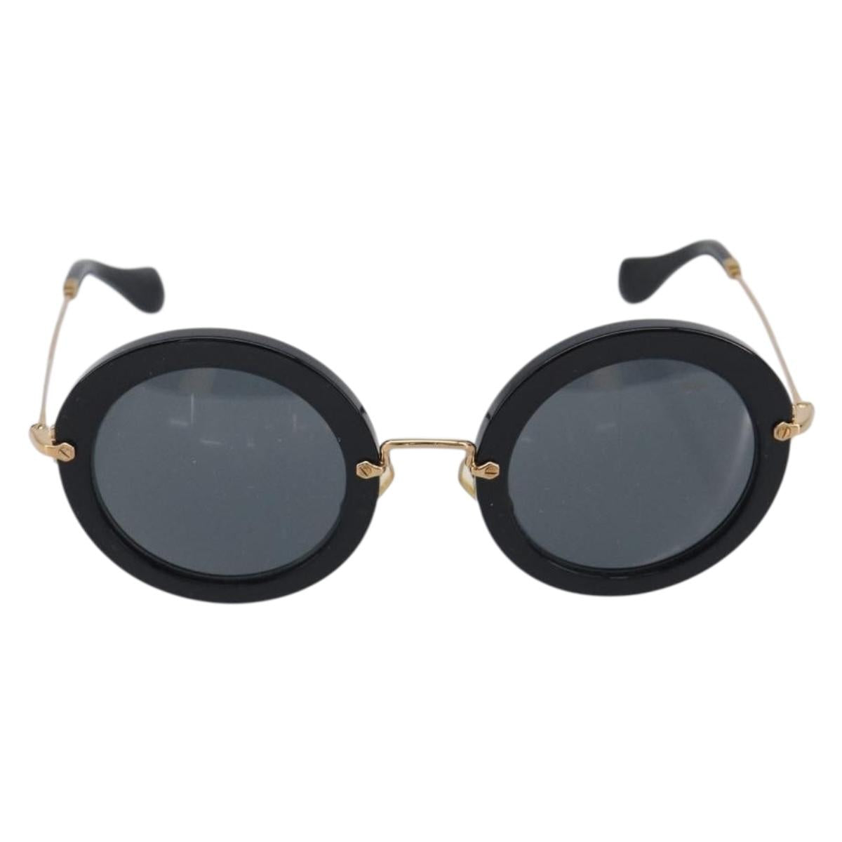 Miu Miu Sunglasses Metal Black Gold Auth BA17096