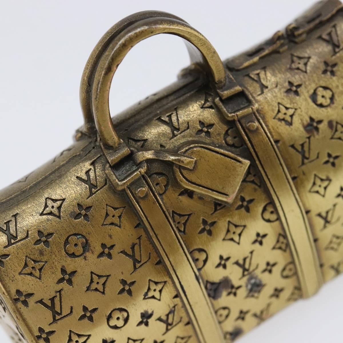 LOUIS VUITTON Keepall Motif Paper Weight Metal Gold Tone LV Auth BA17102