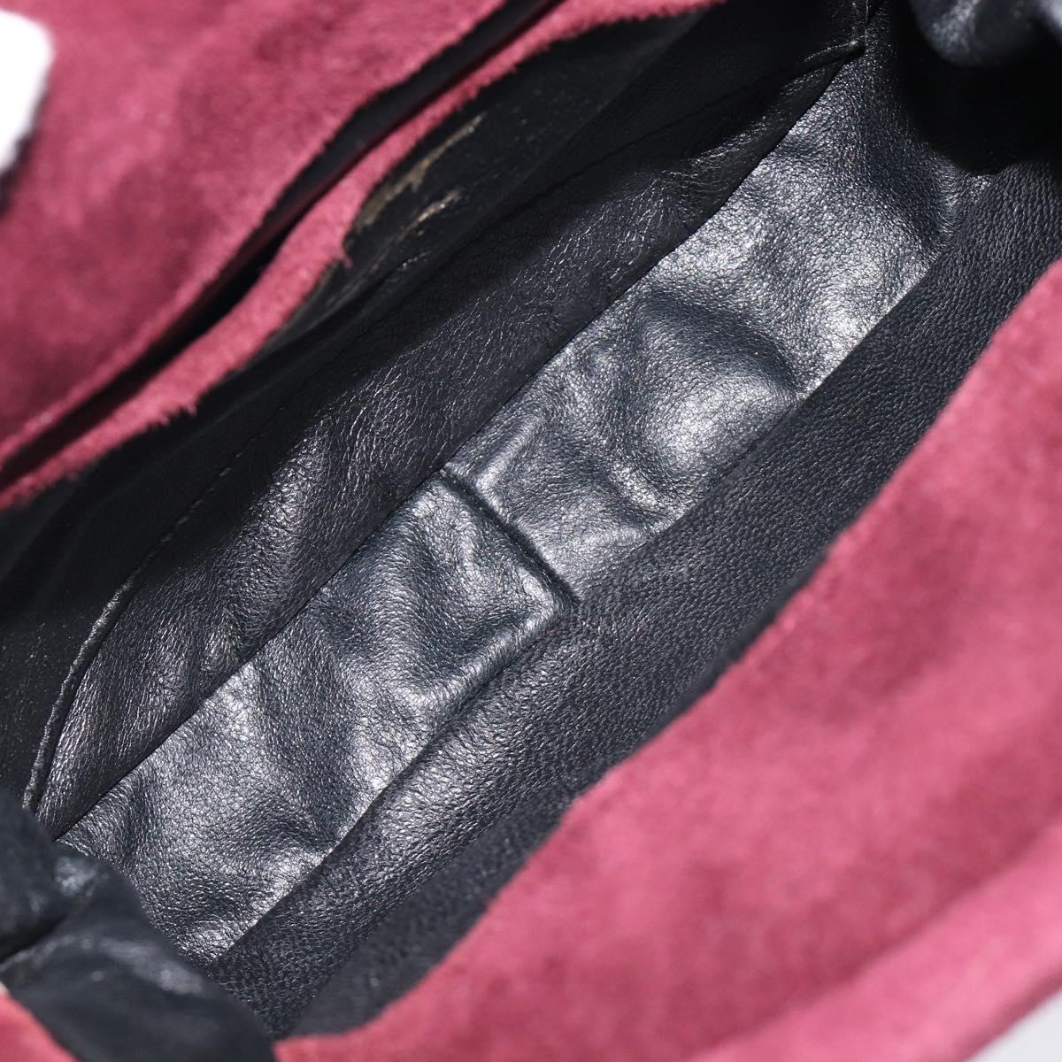 Salvatore Ferragamo Shoulder Bag Suede Bordeaux Gold Auth BA17103