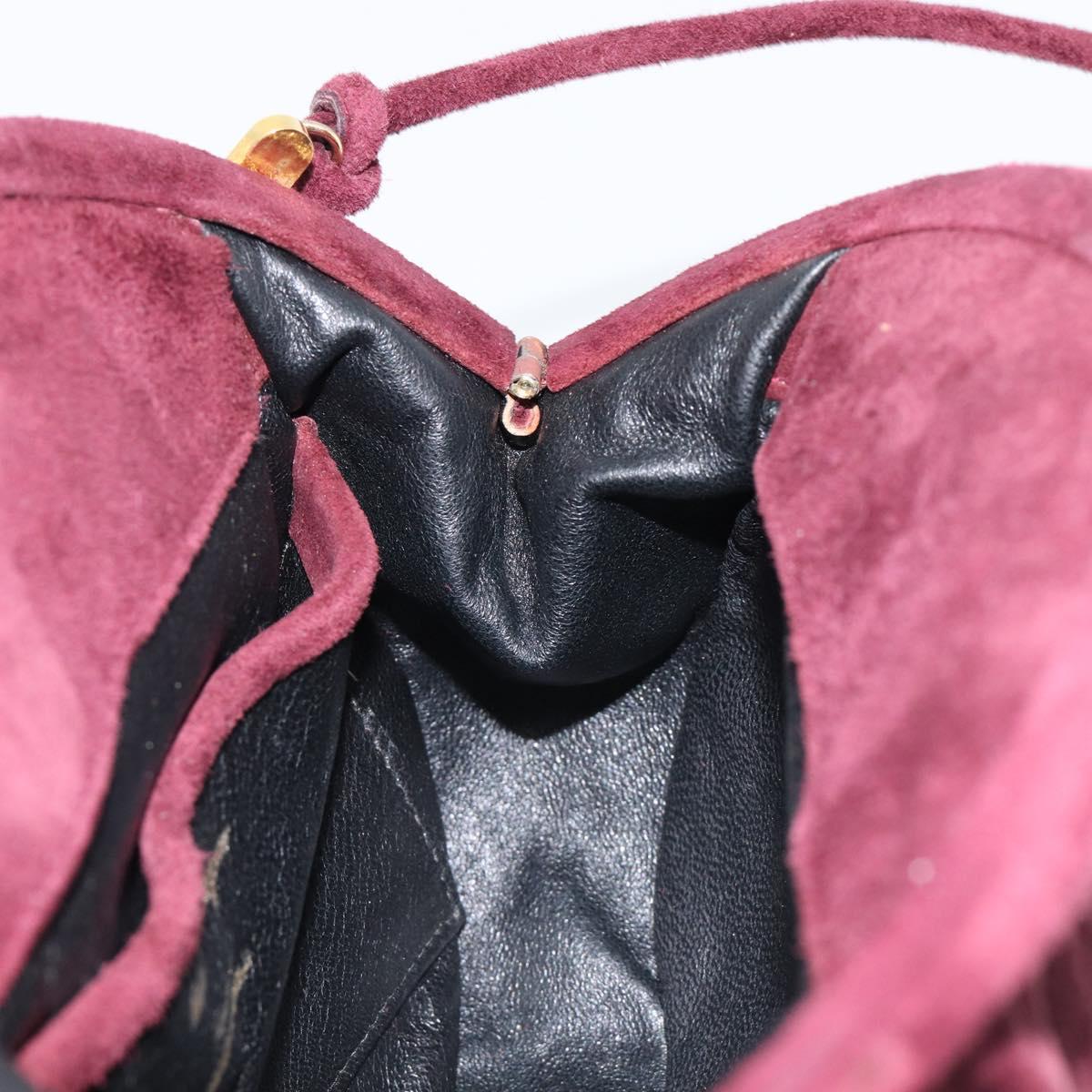 Salvatore Ferragamo Shoulder Bag Suede Bordeaux Gold Auth BA17103