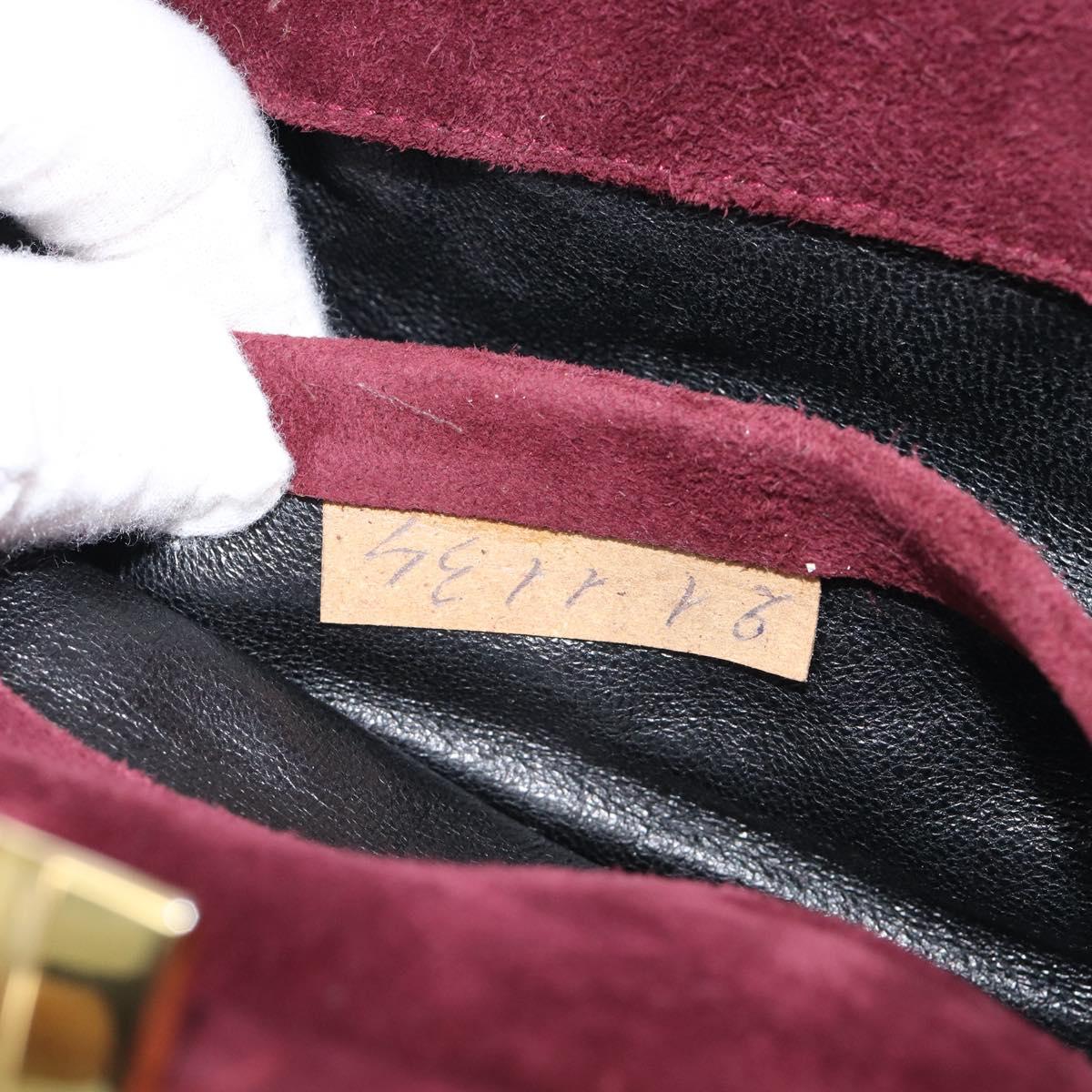 Salvatore Ferragamo Shoulder Bag Suede Bordeaux Gold Auth BA17103
