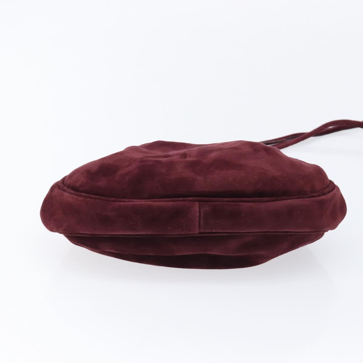 Salvatore Ferragamo Shoulder Bag Suede Bordeaux Gold Auth BA17103