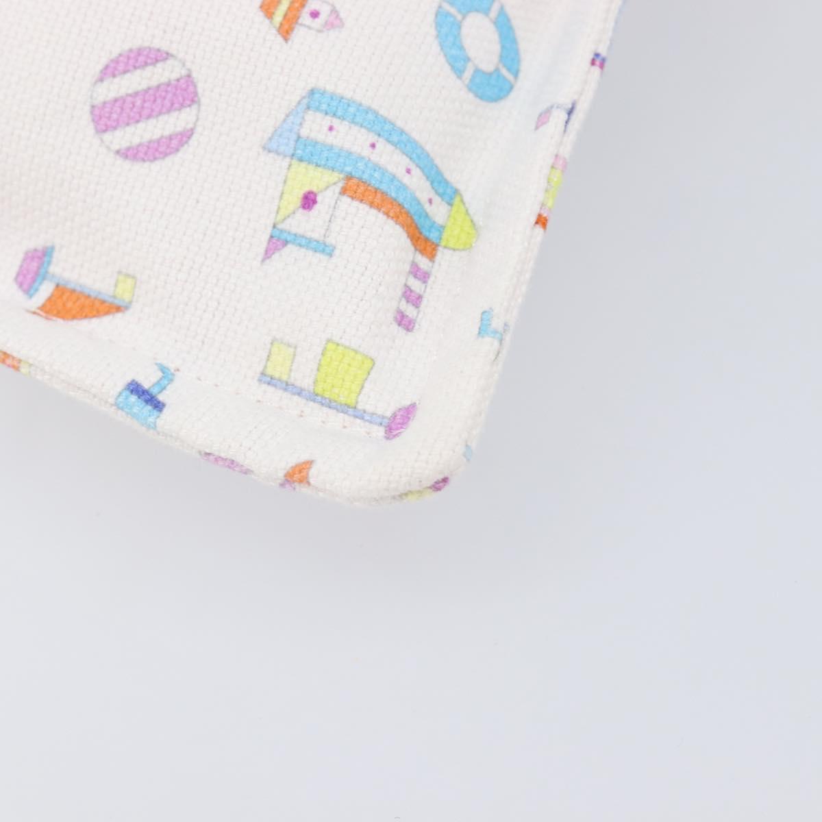HERMES Petit Chartier Clutch Bag Canvas White Silver Auth BA17106