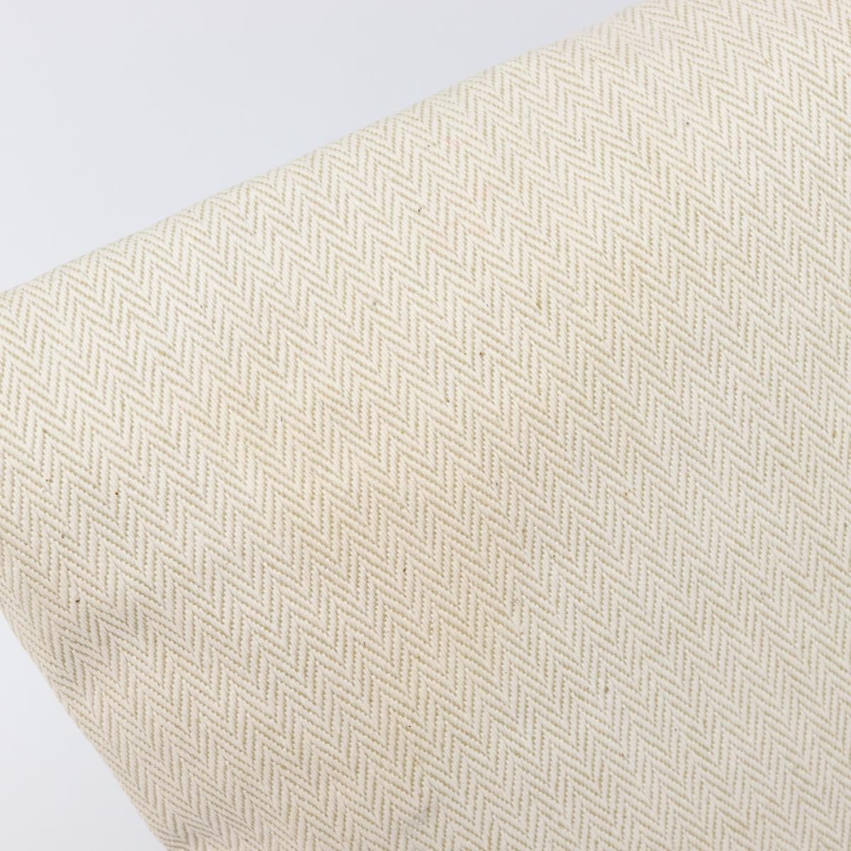 HERMES BAIN Pouch Canvas White Black Auth BA17107