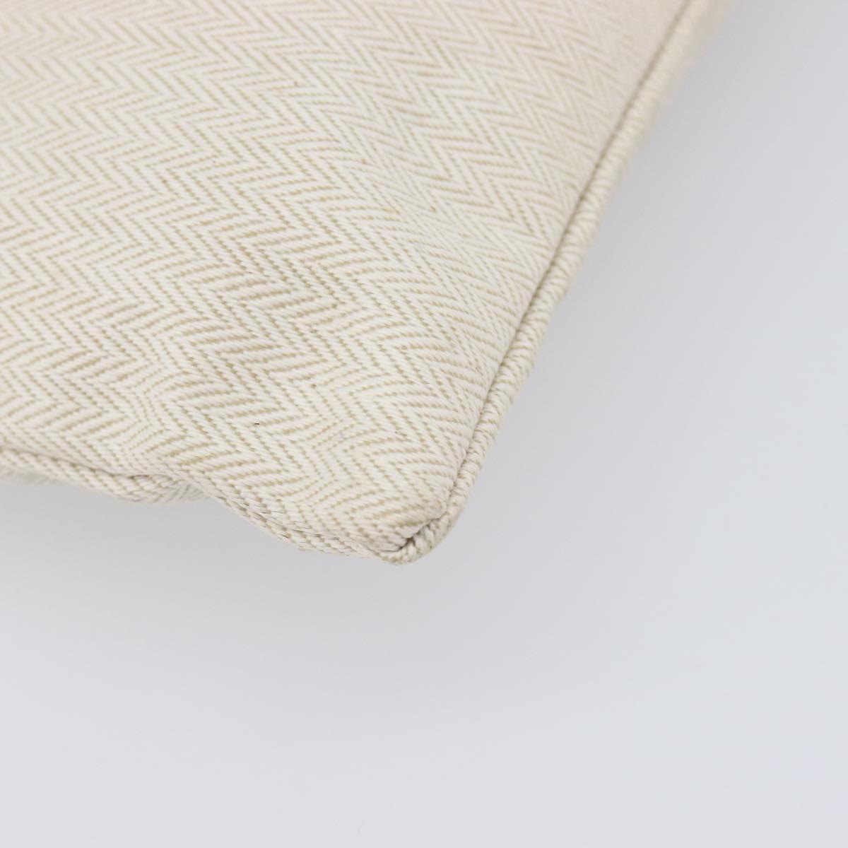 HERMES BAIN Pouch Canvas White Black Auth BA17107
