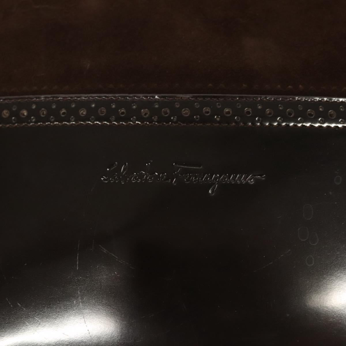 Salvatore Ferragamo Hand Bag Suede Brown Auth BA1711