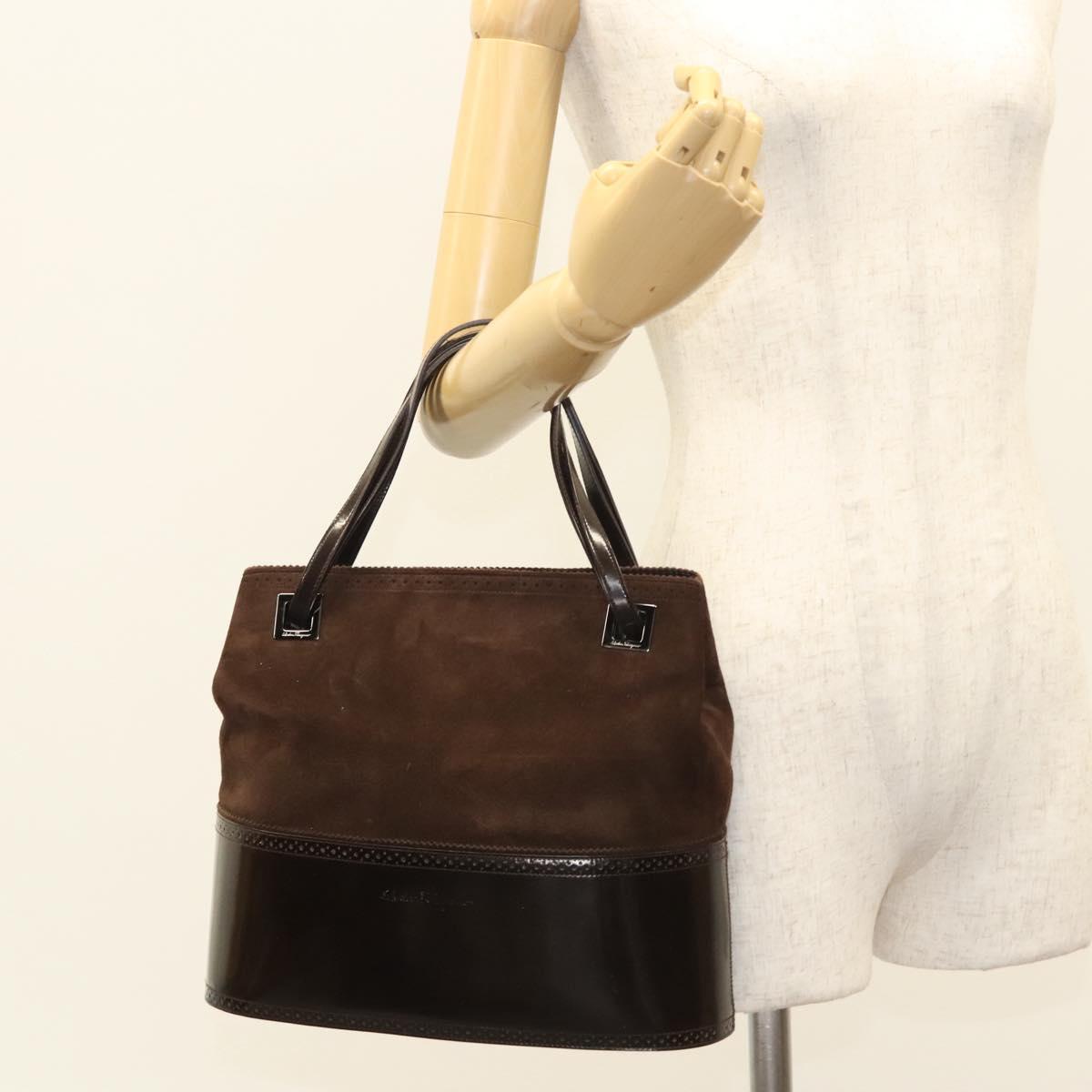 Salvatore Ferragamo Hand Bag Suede Brown Auth BA1711