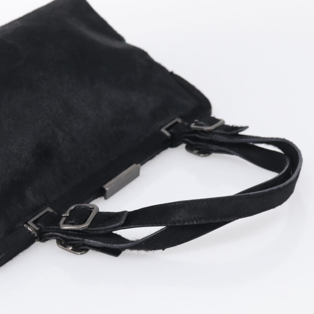 PRADA Hand Bag Harako leather Black Silver Auth BA17112